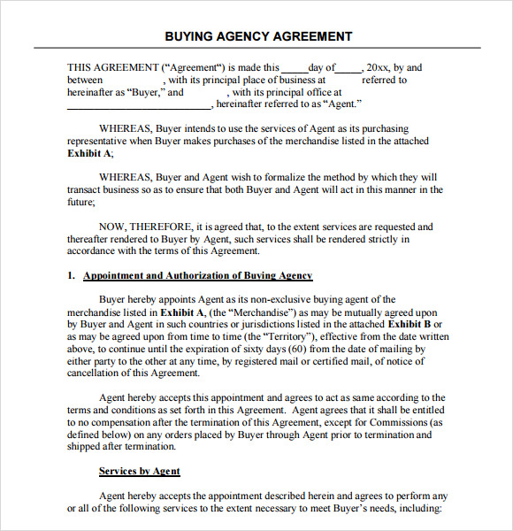 buying agency agreement template