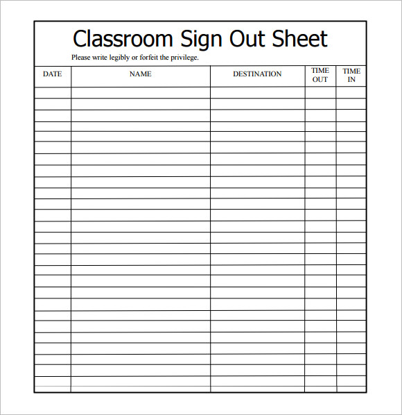 12 Sign Out Sheet Templates – Free Samples, Examples & Format | Sample ...