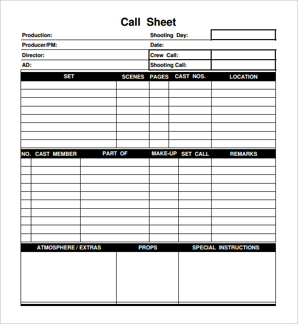 call sheet