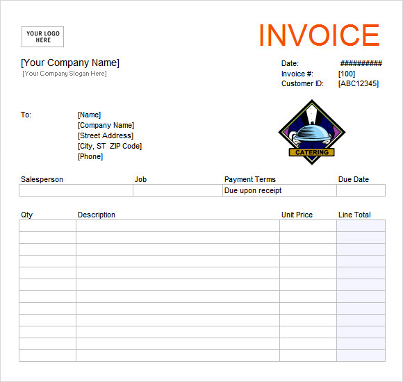 Catering Invoice Template Excel