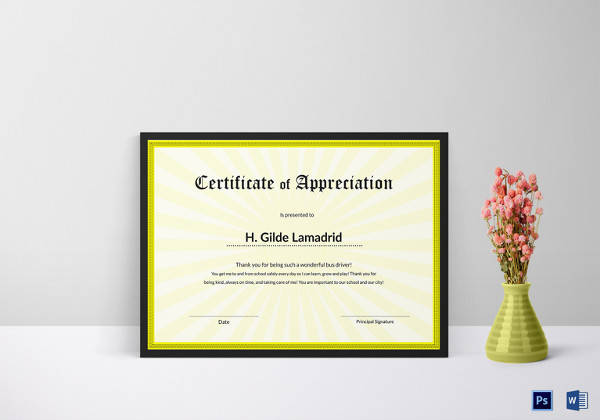 certificate of school appreciation template