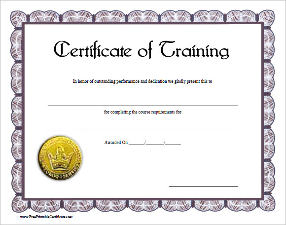 certificate of training