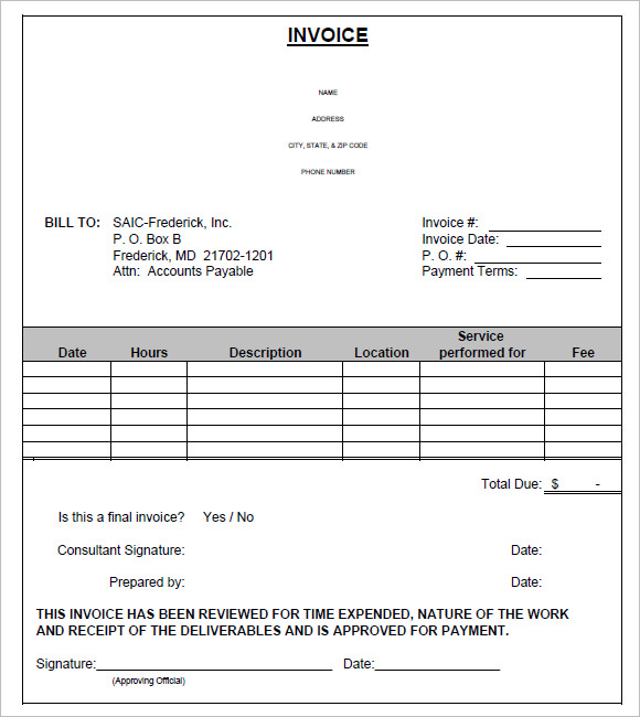 consulting services invoice template word