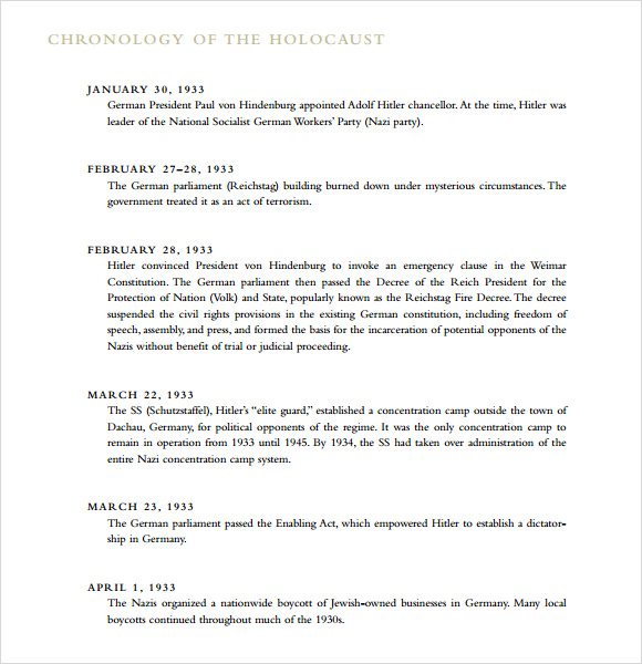 chronological timeline template