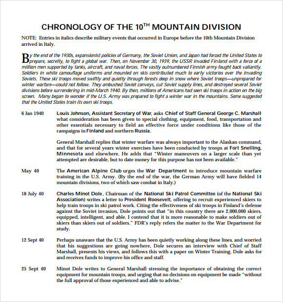 chronology timeline template