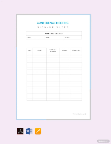 conference sign up sheet template