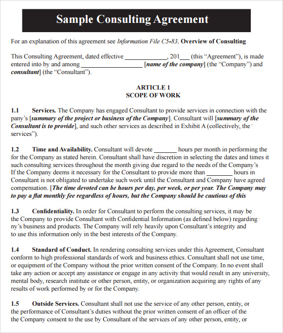 consulting agreement sample