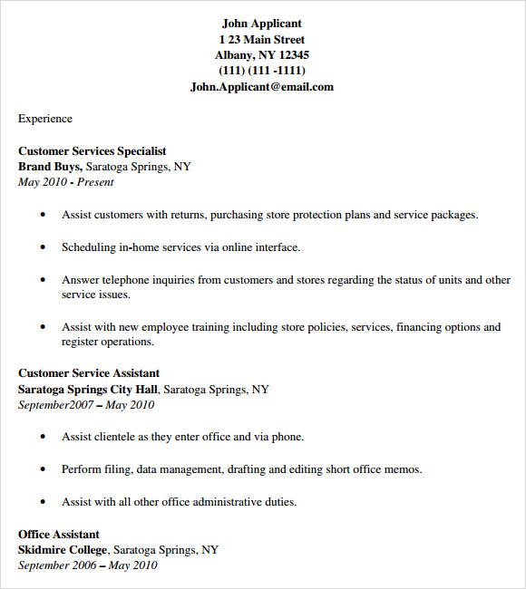 FREE 7+ Customer Service Resume Templates in PDF