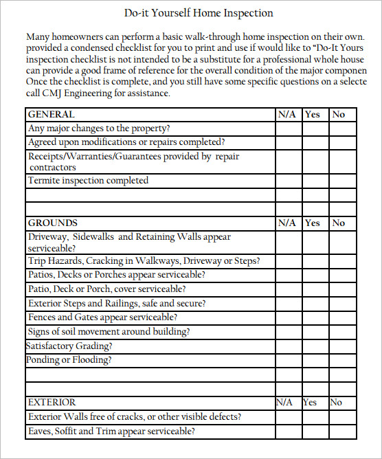 home inspection form