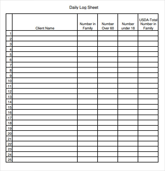 daily log sheet template pdf