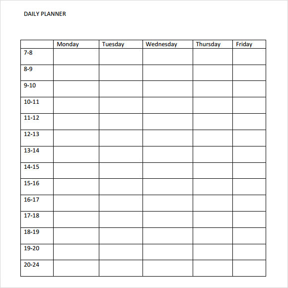 daily planner template pdf