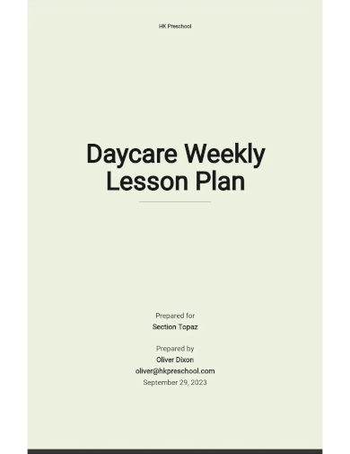 daycare weekly lesson plan template