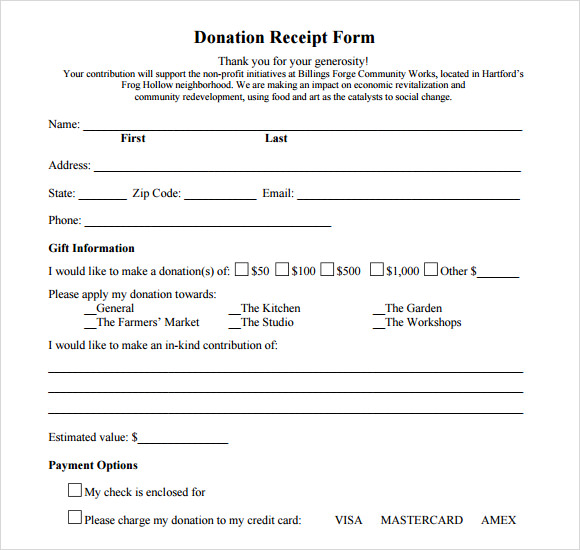 FREE 9  Donation Receipt Templates in Google Docs Google Sheets