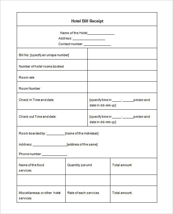 9 Sample Hotel Receipt Templates Download in Word & PDF ...