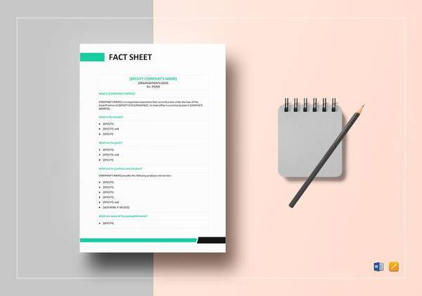 easy to print business fact sheet template