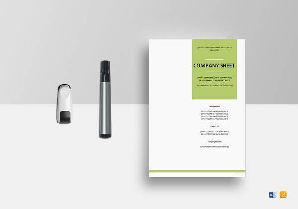 editable company fact sheet template