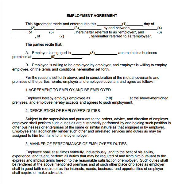 employment agreement form