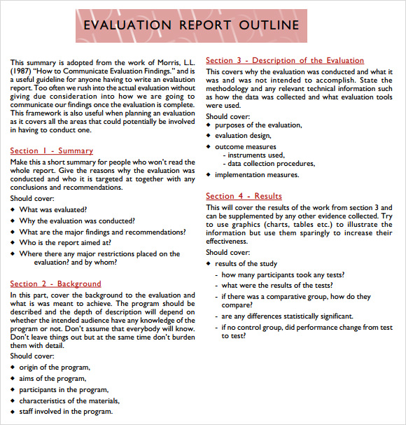 evaluation report outline template pdf