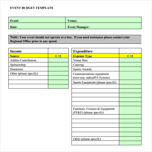 free download event planner budget template word