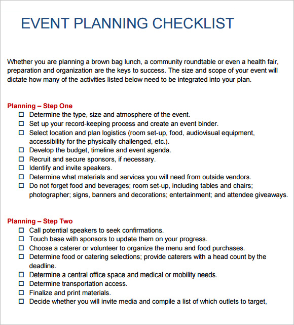 event planning checklist