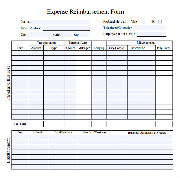 expense reimbursement form