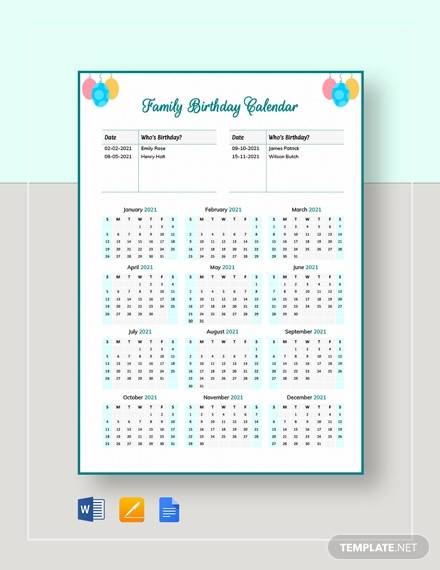 Monthly Birthday Calendar Template from images.sampletemplates.com
