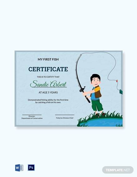 first fish kid certificate template
