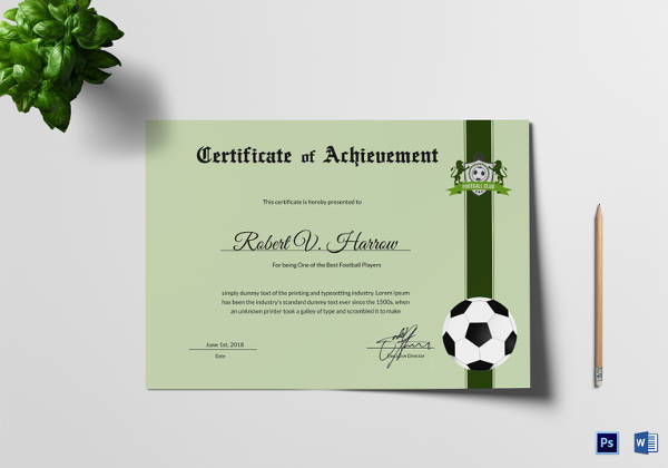 football achievement award template