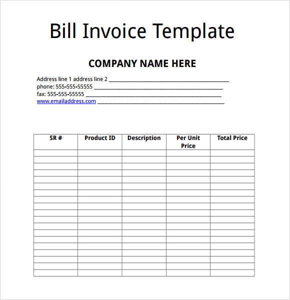 billing format in word