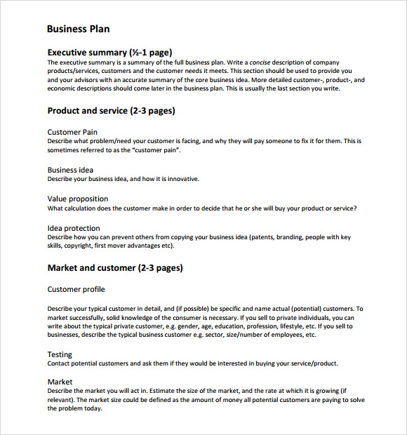 free business plan template