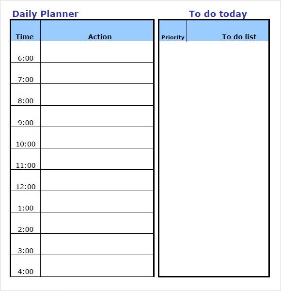 daily planner template word free