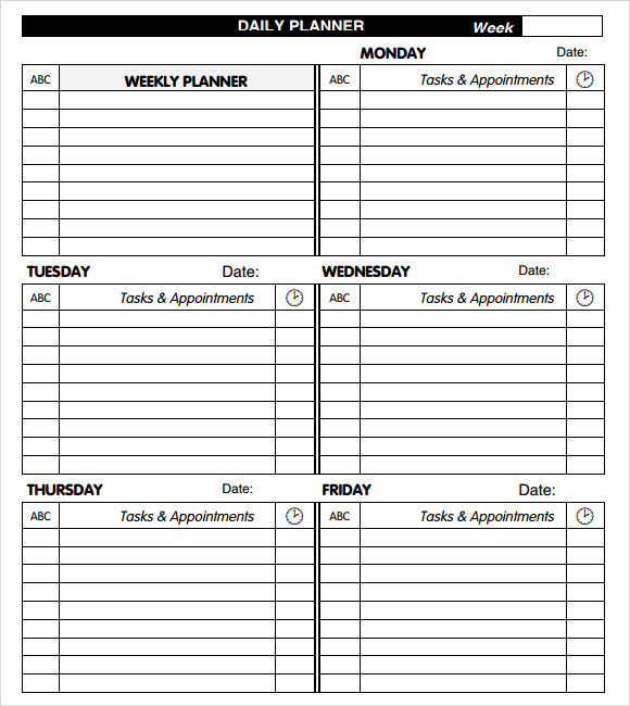 free daily planner template