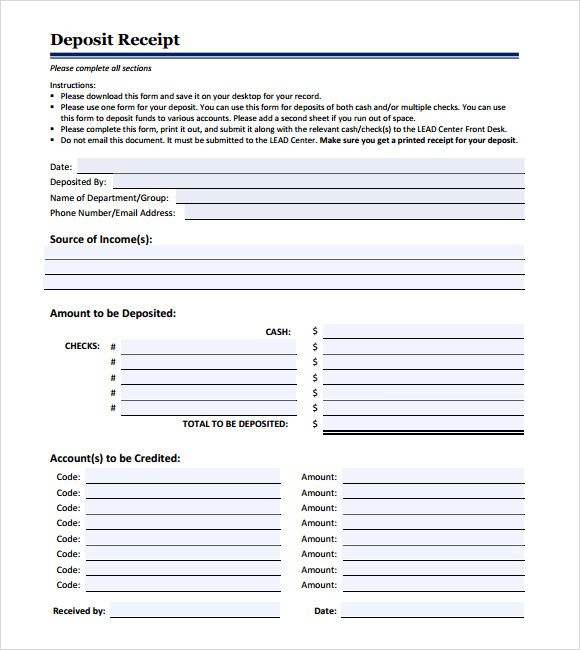 Deposit Record Templates Free Docs Xlsx Pdf Samples Formats Examples Forms