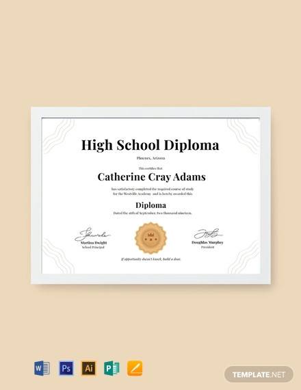 free high school diploma certificate template
