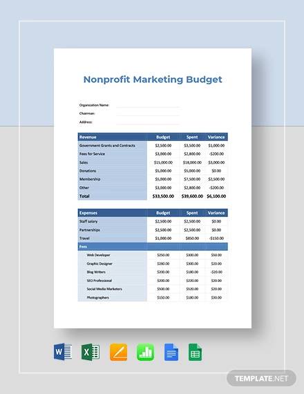 free non profit marketing budget template