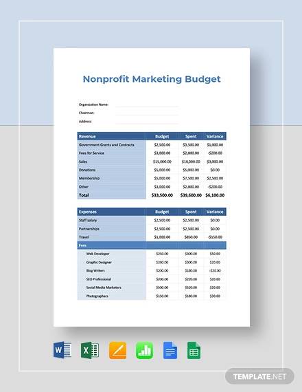 nonprofit budget plan template