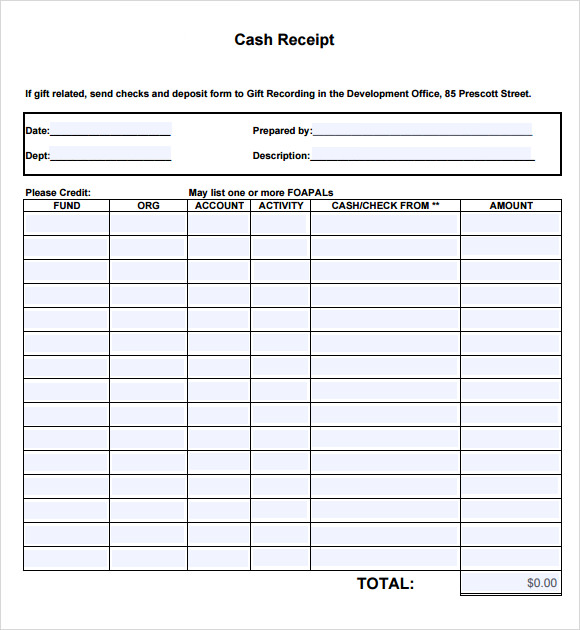 Receipt Log Template