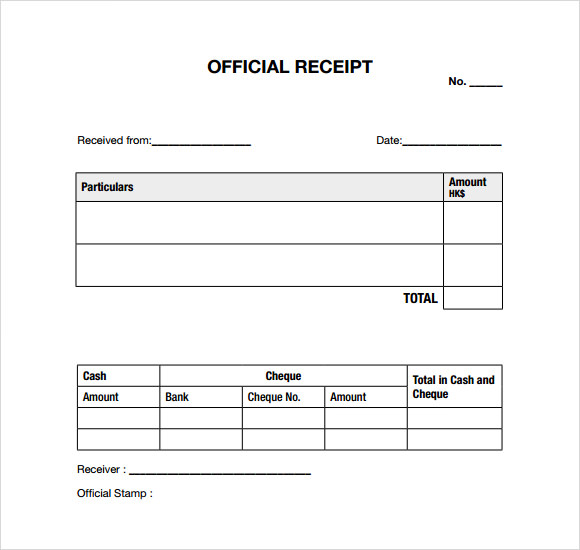 checks printable sample General Templates  10  Free Samples  Receipt FREE