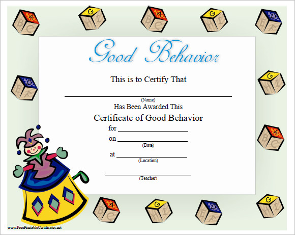 good behavior certificate