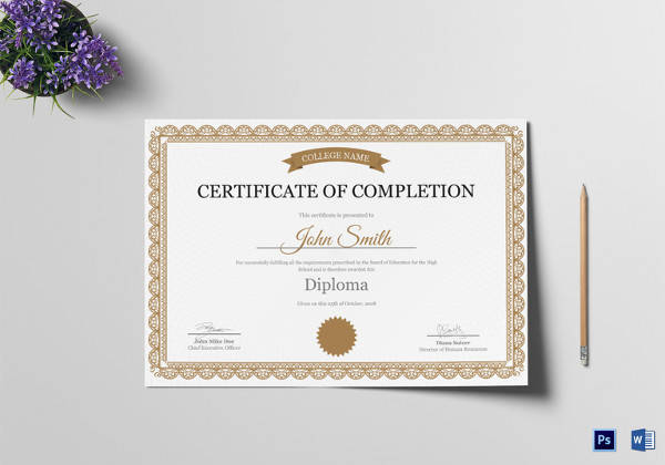 high school completion certificate template