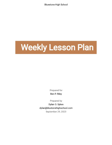high school weekly lesson plan template