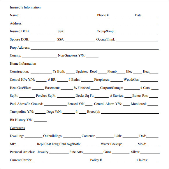 Boat Insurance Boat Insurance Quote Sheet