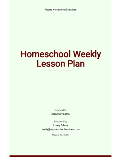 homeschool weekly lesson plan template