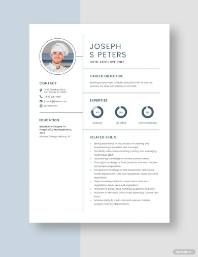 hotel executive chef resume template