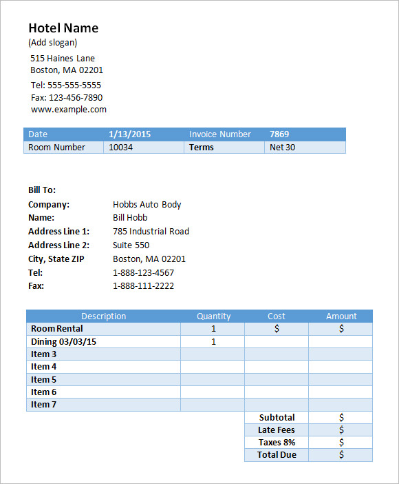 9 Sample Hotel Receipt Templates Download in Word & PDF Format | Sample