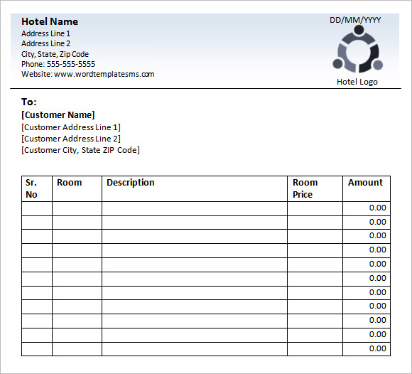 hotel receipt template word download