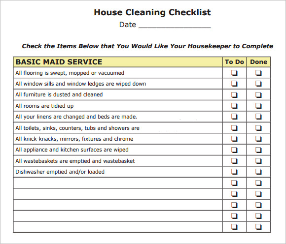 pdf professional house cleaning checklist printable