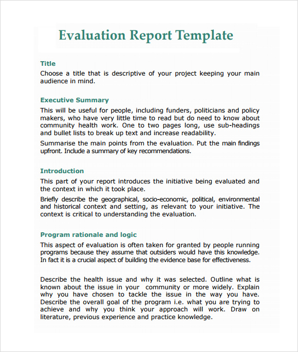 FREE 14+ Sample Evaluation Reports in Google Docs MS Word Apple