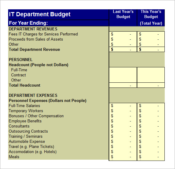 FREE 15+ Sample IT Budget Templates in PDF Google Docs Google