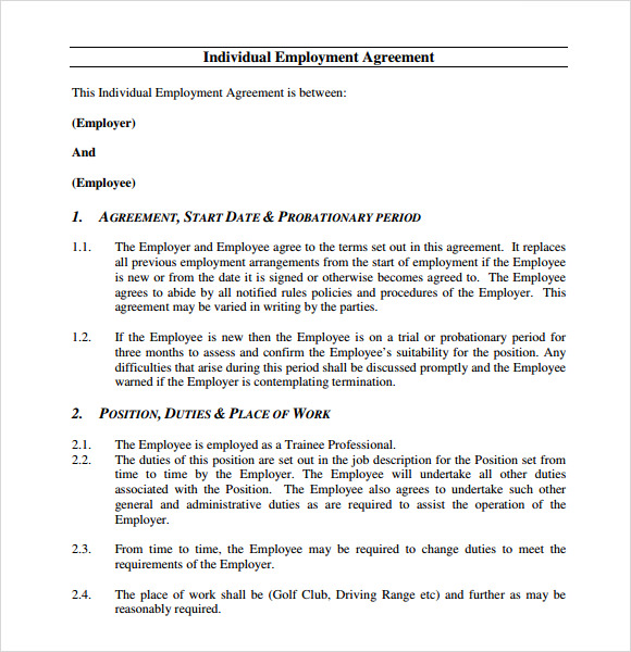individual employment agreement pdf